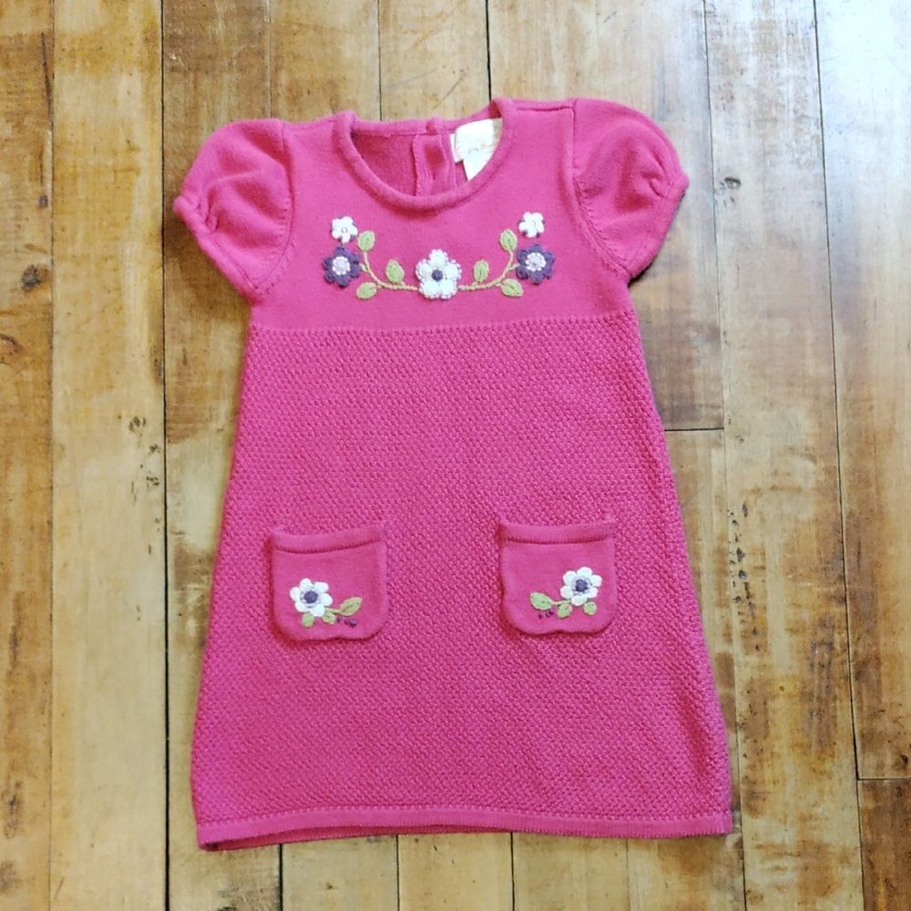 Heirlooms Dress Size 5 to 6 Knit Dress Pink Embroidered Polly Flinders School 90